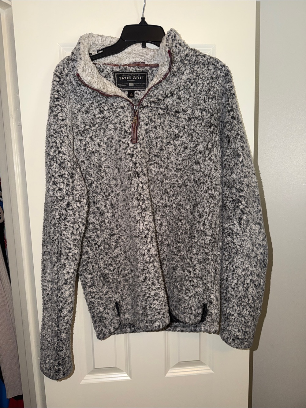True Grit Gray Sherpa Quarter-Zip Pullover